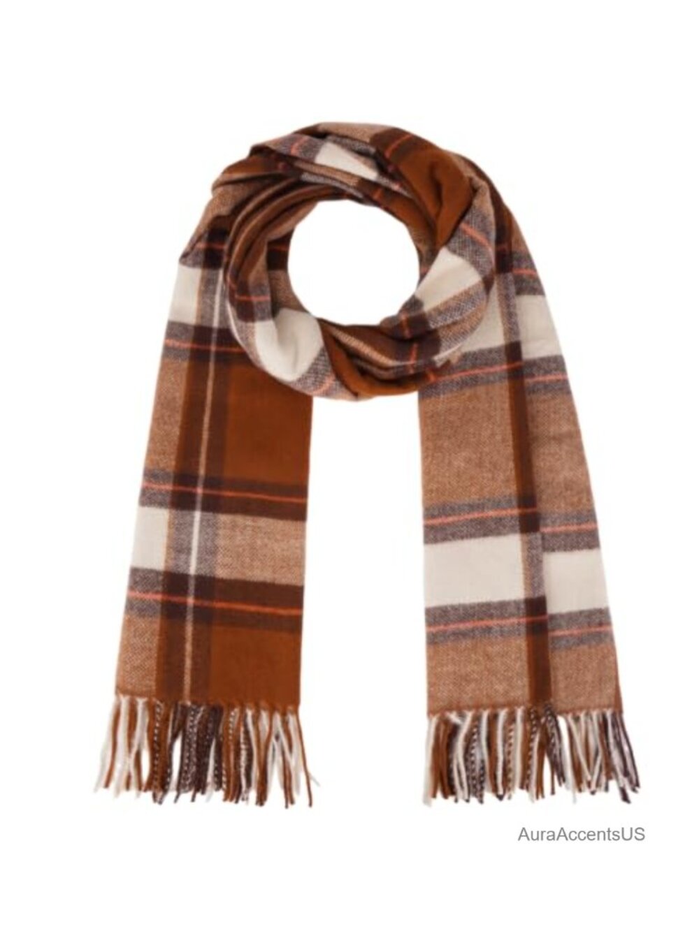 Women's Plaid Winter Scarf Shawl Wrap with Tassels, 100% Polyester, Lightweight